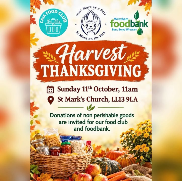 We’re giving thanks for the Harvest next Sunday, all welcome!
